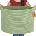 MEGASKET Extra Large Green Basket, 22" X 22" X 14" Woven Cotton Rope Baskets for Blankets, Nursery Laundry Basket, Cute Kids Toy Storage Bin, Green Living Room Bedroom Decor Baskets for Organizing by MEGASKET