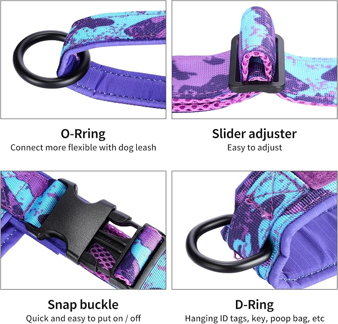 Annchwool No Pull Dog Harness with Soft Padded Handle,Escape Proof and Quick Fit to Adjust Dog Harness,Easy for Training Walking for Small & Medium and Large Dogs(Camo Purple,L) - Image 3