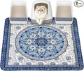 Cat Litter Mat, Reusable Kitty Litter Trapping Mat 2 PCs, 41"x36" Washable Litter Mats for Cats, Waterproof & Non-Slip Compatible with Cat Box (Indigo Blue Medallion, 41"x36"(2 PCS)) by YOSEPATI