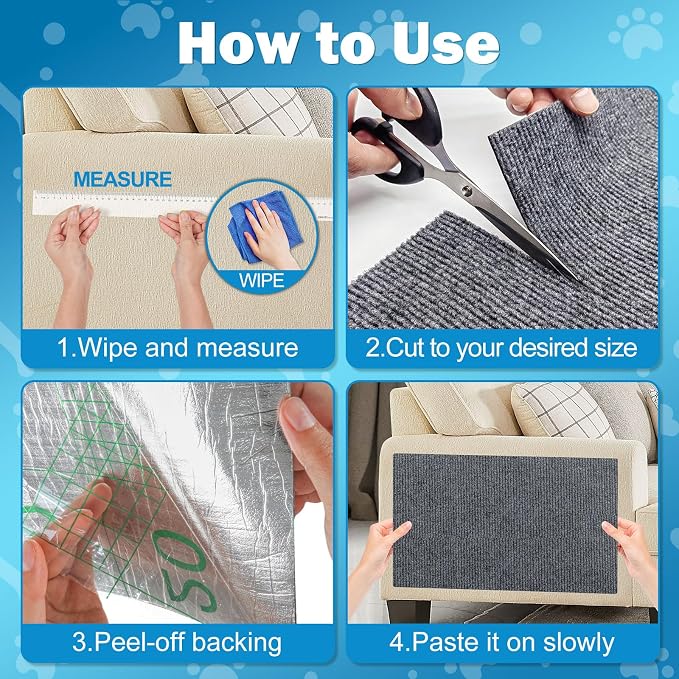 ENONCI 23.6x15.8 Cat Scratcher Mat, Self-Adhesive Cat Scratch Furniture Protector - Image 6