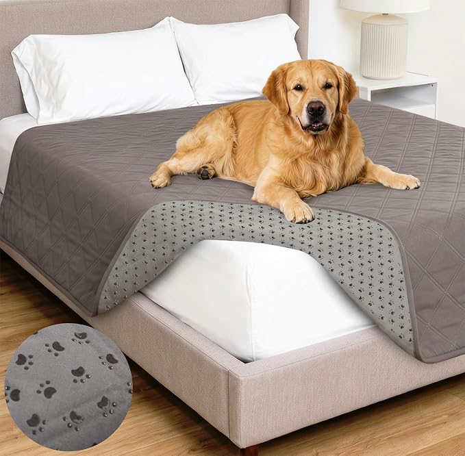 GORILLA GRIP® Waterproof Dog Blanket, Couch Cover for Dogs, 82x82 Charcoal | Silicone Grip Backing, Washable, Leakproof, Protects Sofa, Sectional, Bed, Crate, Car and RV, Senior Pet Essential by Unknown