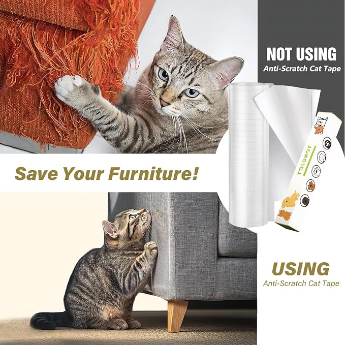 yongjoy Cat Scratch Furniture Protector, 316" x 11.8" Clear Tape | Extra-long roll, 0.12mm thick vinyl, flexible design, customizable size, suitable for large furniture areas - Image 7