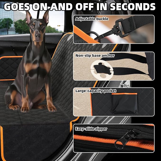 Smouatou Dog Car Seat Cover for Back Seat, Sturdy Backseat Extender for Dogs,New Scratch Resistant, Anti Slip Portable Dog Hammock,Suitable for Cars and SUVs,Car Travel Pet Bed,Hard Bottom (L) - Image 4