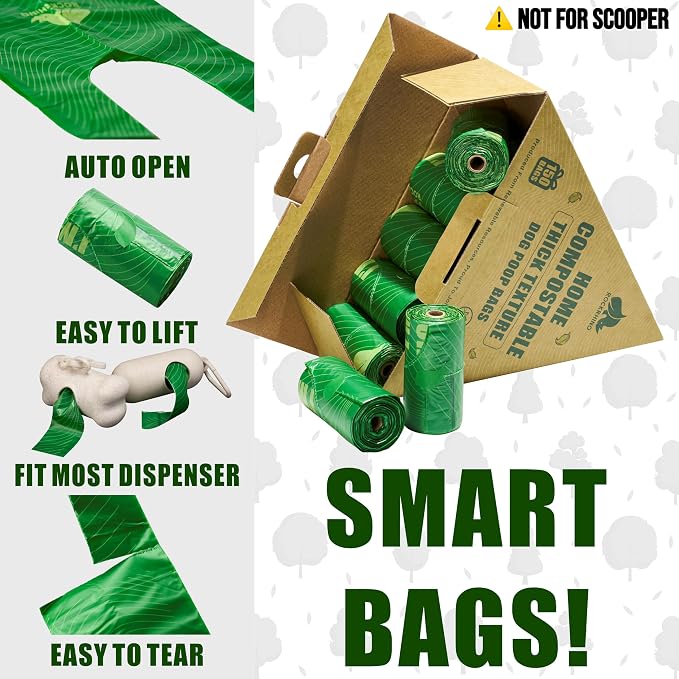 RockRhino XL Dog Poop Bags, Ultra Thick & Deep, 4-Layer Interlocked Bottom | 17.7 x 9.4'', 21+μm Thick, Certified Compostable | Easy Open Tie Handles, 150 Bags | Vanilla Scent, Fits Holder, Not Scooper - Image 9