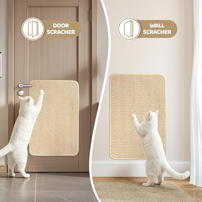 Cat Scratch Furniture Protector Pad Sisal Mat for Couch Scratching Board | 2 Packs, 23.6" x 15.7", with Catnip, Natural Sisal, for Indoor, Hallway - Image 4
