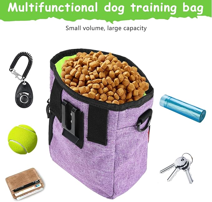 kissleaf Dog Treat Pouch, Magnetic Closure, Dog Clicker- Purple | Dog Training Treat Pouch, Large Size, Nylon Material, Magnetic Closure & Clicker, for Walking, Obedience & Outdoor Use - Image 2