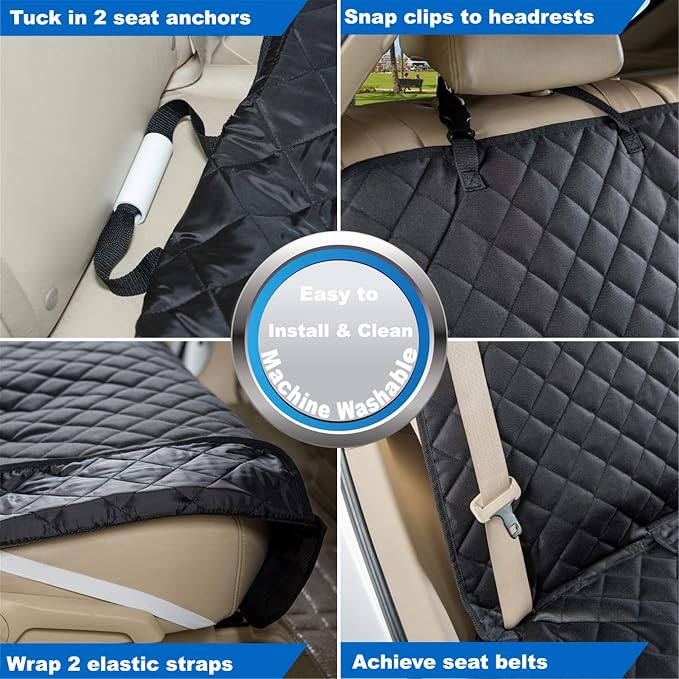 VIEWPETS Bench Car Seat Cover Protector, Waterproof Heavy-Duty, Black | Nonslip Dog Back Seat Cover Protect from Mud, Spills, Scratches, Machine Washable, Universal Fit for Vehicles, Trucks&SUVs - Image 6