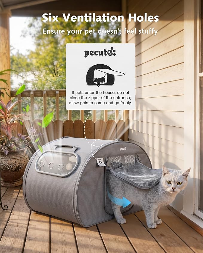 Pecute Cooling Dog House,with Cooling Mat for Small Dogs,Cat Bed,M,Gray | 6 Ice Packs for Cooler,Aluminum Film Insulation System,Breathable, Cool, Safe, and Sturdy AC Room for Cats in Hot Summer Days - Image 6