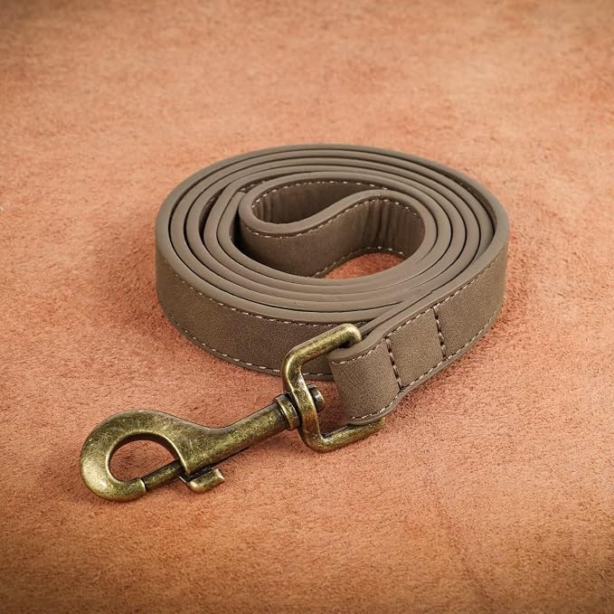 Didog PU Leather Dog Leash for Small Dogs, 5/8in x 4ft, Brown | Soft Grip Full Control, Easy Clean, Metal D-ring for Poop Bag Holder, Tangle-Free 360° Swivel Clasp, for Walking & Training - Image 8