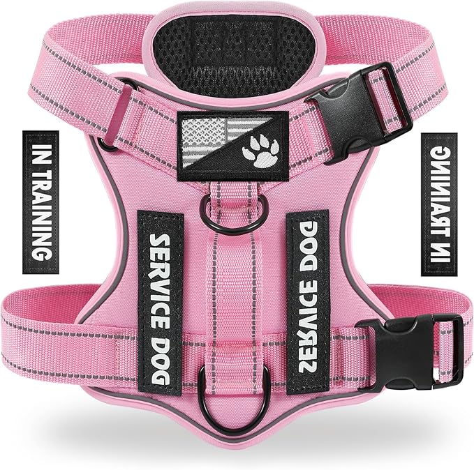 Reflective Dog Vest Harness with 5 PCS Patches, Adjustable Soft Oxford Pet Harness, Inner Layer Mesh, Prevent Pulling and Choking, Easy to Control for Small Medium Large Dogs by DemigreatLLC