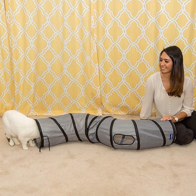 PetLike S Way Cat Tunnel Collapsible Pop-up Pet Tube Hideaway Play Toy with Ball (S-Way, Pink) - Image 5