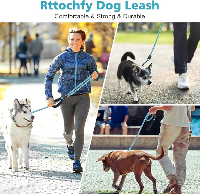 Rttochfy Rope Dog Leash 2/4/5/6/8/10 FT with Comfortable Padded Handle and Highly Reflective Threads for Small Medium and Large Dogs Heavy Duty (1/2"-6 FT, Purple) - Image 5
