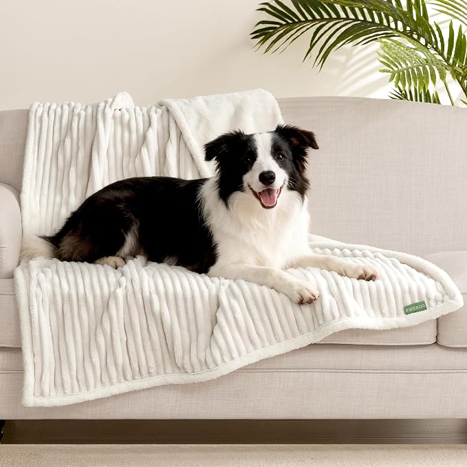 Waterproof Dog Blanket for Couch - Washable Medium Pet Blanket for Furniture Protector, Cozy Fleece Calming Dog Crate Blankets for Indoors & Outdoors, Cream, 30"x40" - Image 5