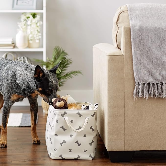 Bone Dry Pet Storage Collection Paw and Bone Print, Medium Rectangle, 16x10x12, Gray - Image 5