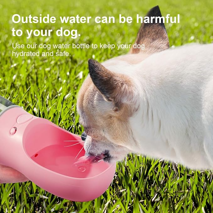 DEYACE Dog Water Bottle, Leak Proof Portable Pet Water Bottles for Dogs, Puppy Water Dispenser with Drinking Feeder for Travel (Pink 12oz) - Image 7