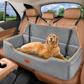 XIEEAOZEE Large Dog Car Seat for Pets Under 100 lbs, Backseat Dog Car Bed | Washable Pet Booster Seat for 2 Medium Dogs, Pet Travel Seat with Storage Pockets, Safety Belts by XIEEAOZEE