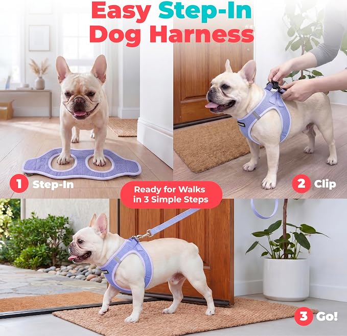 Voyager Step-in Air Dog Vest Harness - Lavender, XXX-Small | 11 - 12" in Chest, Reflective Bands, All Weather Breathable Air Mesh, Cats Compatible, Lightweight, Fast Drying - Image 3
