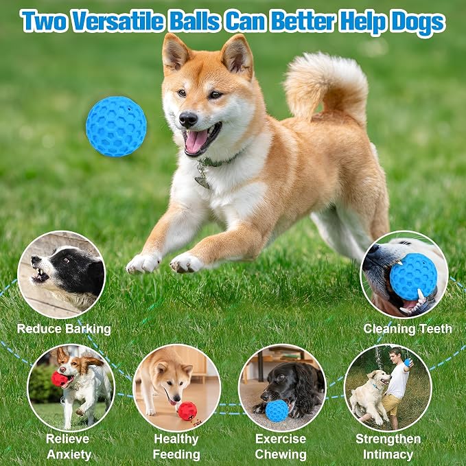 2 Pack Dog Toy Balls for Aggressive Chewers, Treat Ball and Squeaky Ball | Interactive Squeaky Dog Balls and Treat Dispensing Ball to Keep Them Busy, Chew Toys for Large Dogs, Enrichment Toy - Image 6