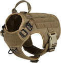 ICEFANG Tactical Dog Harness for Small Dogs,Reflective No Pull Dog Vest | with Control Handle,Adjustable,Front Hook,2 Leash Clips,Soft Padded,MOLLE Panel,Brown,Small by ICEFANGDIRECT