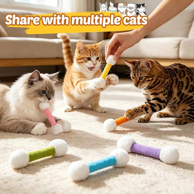 CiyvoLyeen Plush Cotton Swab Catnip Toys for Indoor Cats 6 Pack | Cat Chew Kicker Toys, Boredom Relief, Interactive Play, Soft Durable Plush with Catnip, Funny Gift for Cat Lovers & Kitten - Image 6