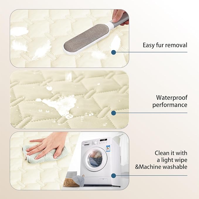 gogobunny 100% Double-Sided Waterproof Dog Bed Cover Pet Blanket Sofa Couch Furniture Protector for Puppy Large Dog Cat, Reversible (30x90 Inch (Pack of 1), Dark Cream/Light Cream) - Image 6