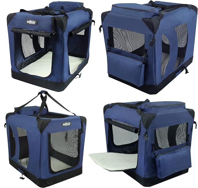 EliteField 3-Door Soft Dog Crate with Bed & Carrying Bag (2-Year Warranty) | 3 Mesh Doors, Steel Frame, Removable & Washable Crate Cover and Bed Cover, Storage Pockets, Indoor/Outdoor, Foldable - Image 3