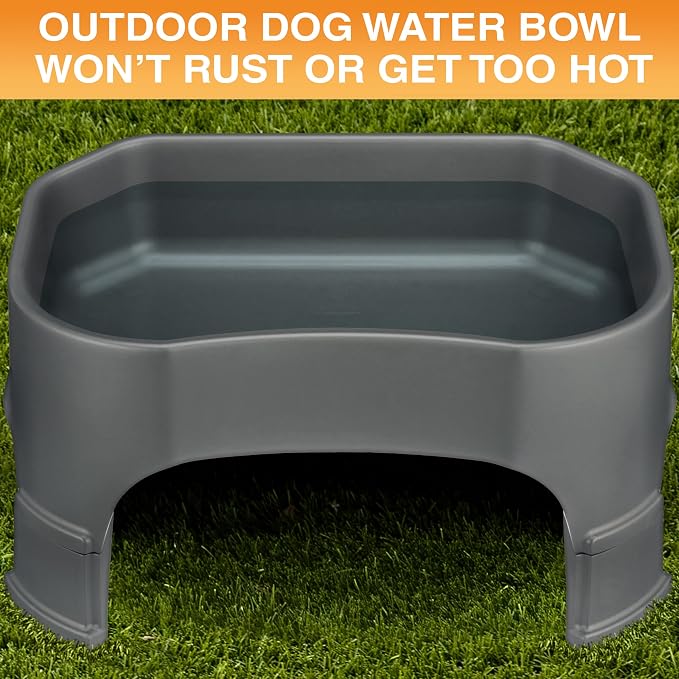 Neater Pet Brands Extra Large Water Bowl for Dogs, Elevated Outdoor Dog Water Bowl (2.25 Gallon XL Capacity), Big Trough Style Food Dish for Indoors or Outside, No Spill Large Dog Bowls, Gunmetal Grey - Image 3