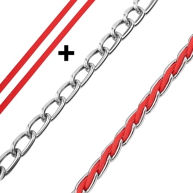 S-ETOVUS-Chain Dog Leash, Bite-Proof Metal Leash, with Padded Handle | Three Sizes 7.25FT/5.2FT/4FT, Woven From Nylon Rope And Chain, Durable And Bite-Resistant, Comfortable With Padded Handles - Image 4