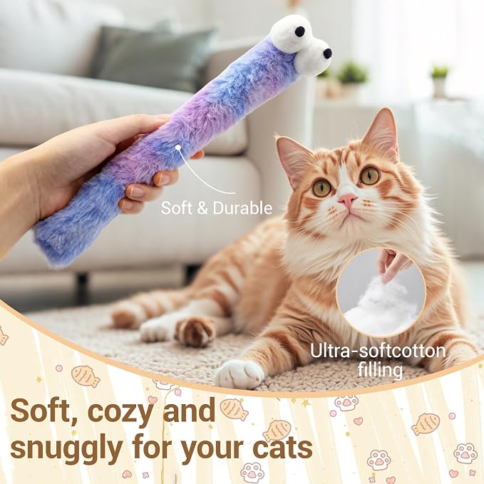 Cat Toys Pillows 3 Pack, Large 13” Cat Kicker Toys with Catnip Inside, Durable Interactive Cat Toys for Indoor Cats, Soft Kick Sticks for Exercise & Play - Image 6