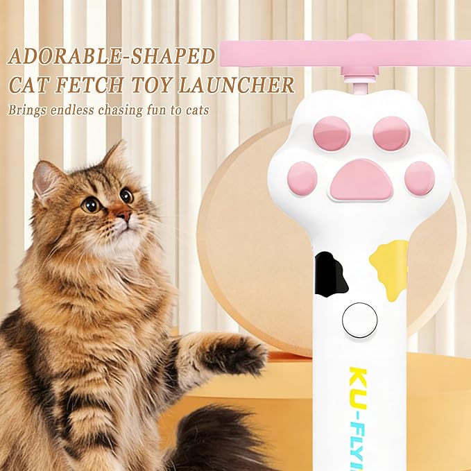 Cat Toy Disc Launcher,Rechargeable Interactive Cat Fetch Toy with 10 Discs | Cat Toys for Indoor Cats,Flying Cat Enrichment Toys for Adult Kittens Dog Playing,Hunting Tracking Toys for Outdoor Indoor - Image 3