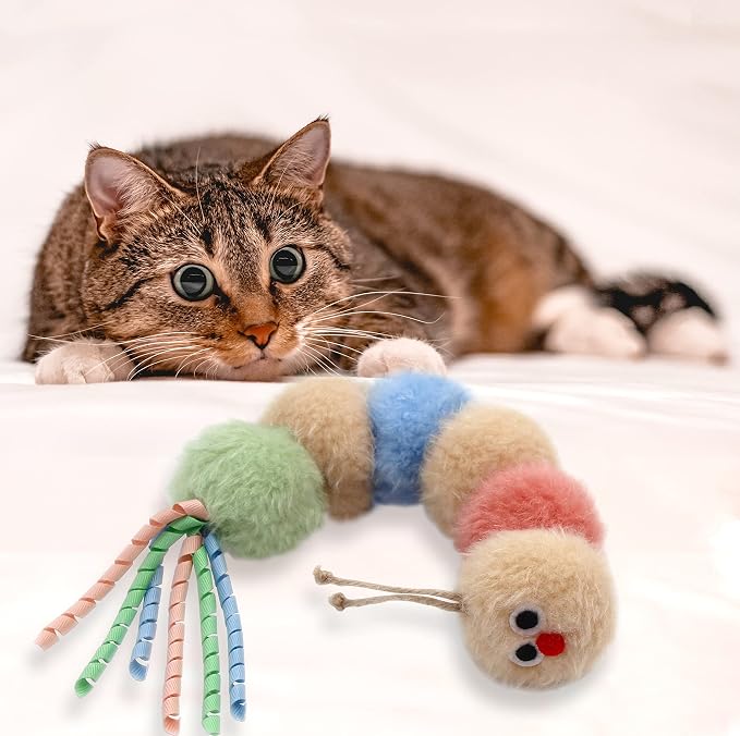 Jumpaws Interactive Natural Catnip Toy, with Rattle, Bite Resistant, for All Ages Indoor Cat, Shape of Caterpillar, Kitten Toy (Large/ 1 Pack/Cat Kicker) - Image 5