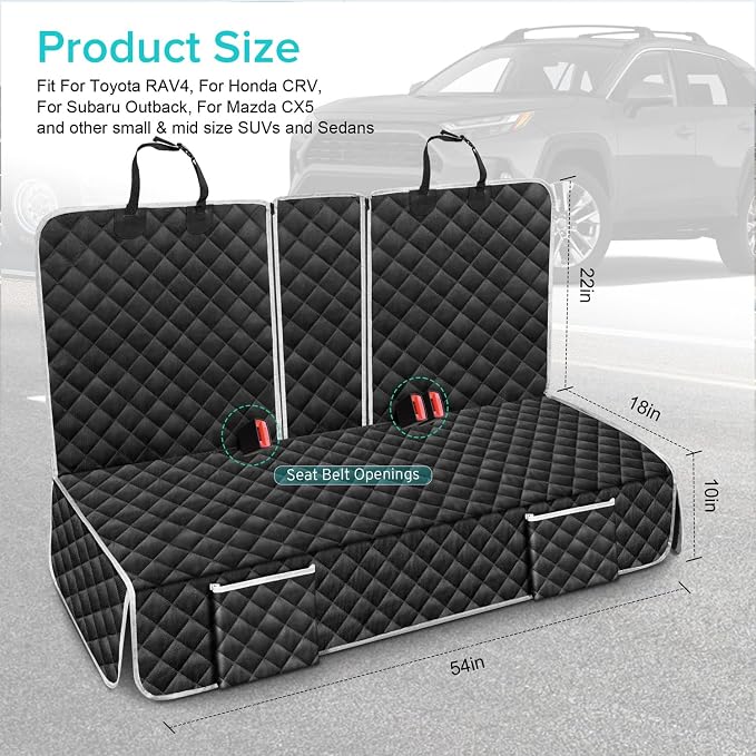 Dog Car Seat Cover Protector for Honda CRV CR-V Back Seat 2026 2025-2000 | for CR-V LX EX EX-L Navi Hybrid Sport Touring Rear Seat Accessories Pet Bench Backseat Covers Non-Slip Backing 2027 - Image 2