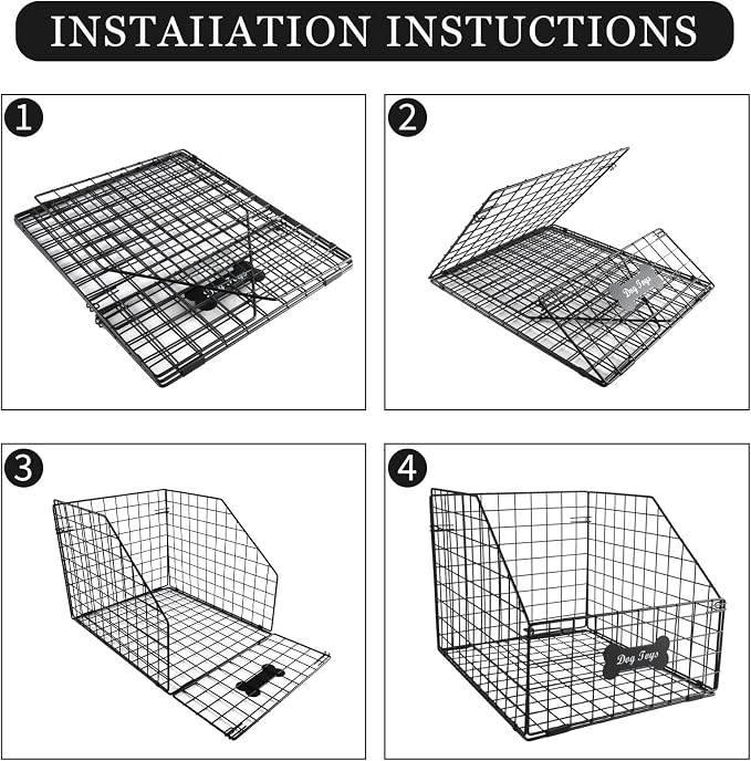 Geyecete dog toy basket Pet wire folding dog toy bin Trapezoid dog toy box Dog Toys Storage Toy box for dogs Chew-Proof Dog Food Toy Storage Container - Image 4