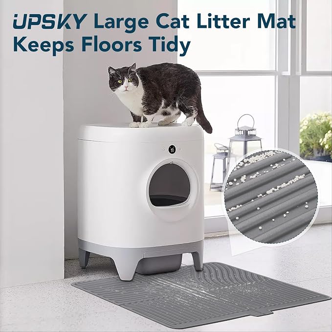 UPSKY Large Cat Litter Mat 31" x 24 Waterproof and Washable, Soft on Paws | Litter Catcher Pad, Cat Litter Trapping Mat, Scatter Control, Fits Most Litter Boxes, Use for Dogs & Cats, Grey - Image 7