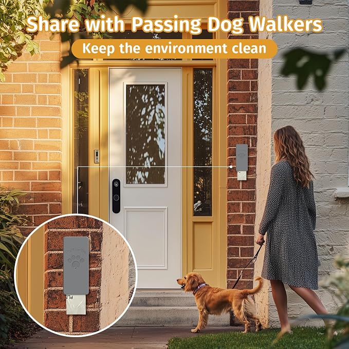 Dog Poop Bag Dispenser for Hanging Use, Grey Poop Bag Holder with Magnetic Closure, Includes 4 Rolls (60 Bags) - Image 3