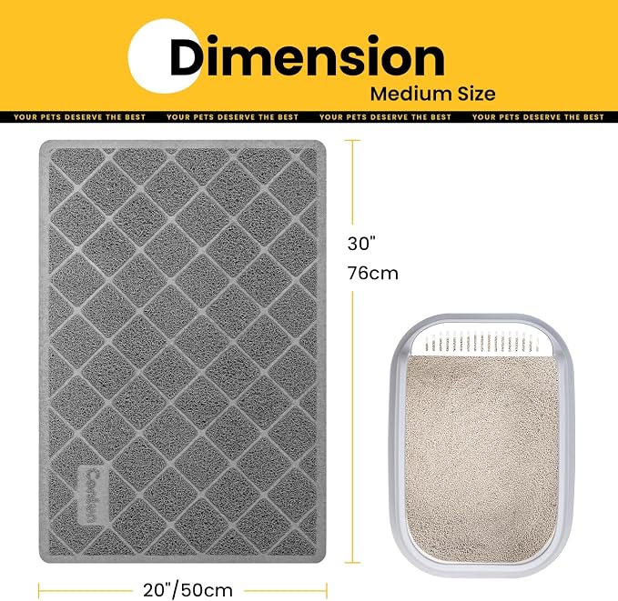 Conlun Cat Litter Mat Litter Trapping Mat, 30" x 20" Premium Durable PVC Grid Mesh with Scatter Control, Non-slip, Less Waste Cat Litter Box Mat, Soft on Kitty’s Paws, Urine Waterproof - Image 2