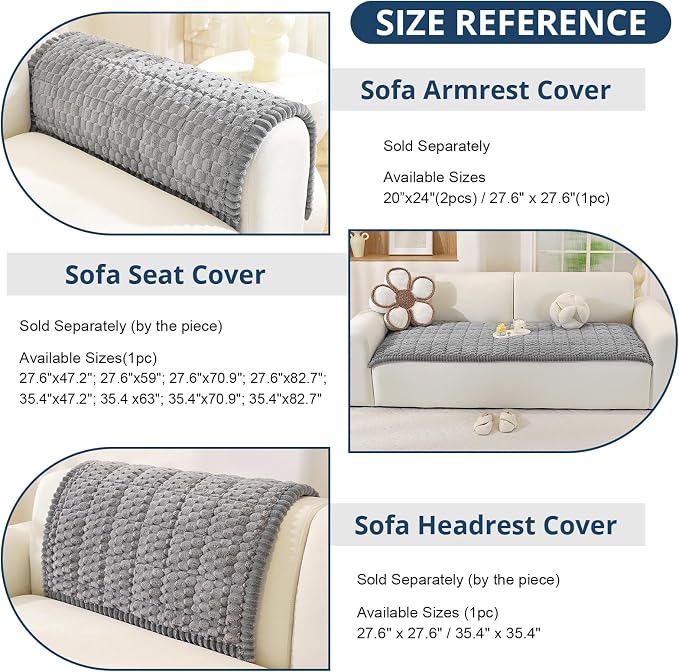 OstepDecor Couch Cover for Dogs, Washable Non Slip Sofa Cover for Pets | Soft Couch Covers for Sofa, Loveseat and Sectional, Furniture Protector Against Pet Hair & Dirt (35.4" x 35.4", Grey) - Image 3
