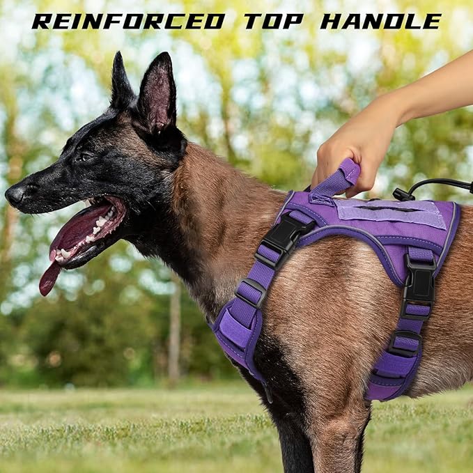 WINGOIN Purple Tactical Dog Harness for Small Dogs,No Pull Dog Harness | with Handle,Adjustable Reflective,Military K9 Style,Big Size Dog Vest,for German Shepherd,for Walking Training Hunting - Image 4