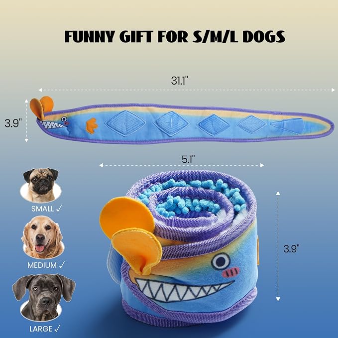 Nocciola EEL Squeaky Dog Toy, Tough No Stuffing Toy for Tug of War, Puppy Interactive Puzzle Fun to Keep Them Busy, Cognitive Crinkle Dog Toy for Large Medium Small Breed, Blue - Image 5