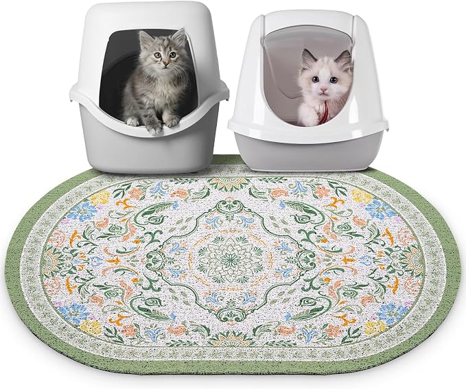 Bienbee Cat Litter Mat, 33" x 22" Dense Trapping Mesh for Litter Boxes | Litter Box Mat with PVC Mesh, Waterproof &Urineproof, Non-Slip Grip, Soft On Kitty Paws and Easy to Clean to Protect Floor by Bienbee