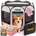 Dog Cat Small Animal Puppy Playpen Crate with 2 Blankets, Medium, Pink | Portable Pet Pigs Bunny Cage Enclosure, Pop Up Dogs Cats Tent Kennel with Carrying Case, No Assembly, Camping Use by MZNZ