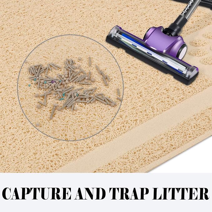 UPSKY Large Cat Litter Mat Trapper 35"×23", Waterproof, Non-Slip, Beige | Large Litter Box Mat, Foldable Trapping Mat, Anti-slip Design, For Cat Litter Boxes and Sensitive Paws, Easy to Clean - Image 5