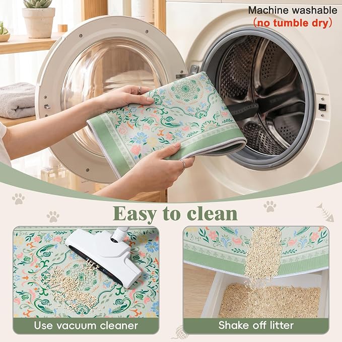 Bienbee Cat Litter Mat, 2 Pack 48" x 36" Machine Washable for Litter Boxes | Cat Litter Rug with Waterproof Backing, Non-Slip Grip and Soft On Kitty Paws to Catch Litter and Protect Floor - Image 6