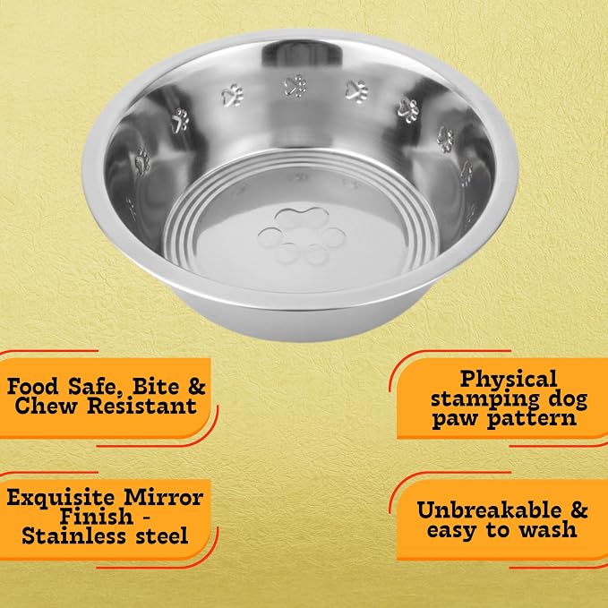 2-Pack Stainless Steel Dog and Cat Bowls 2.5 Cups (0.6L) | Durable Metal Pet Food & Water Dish for Small Pets , Rust-Resistant - Image 6