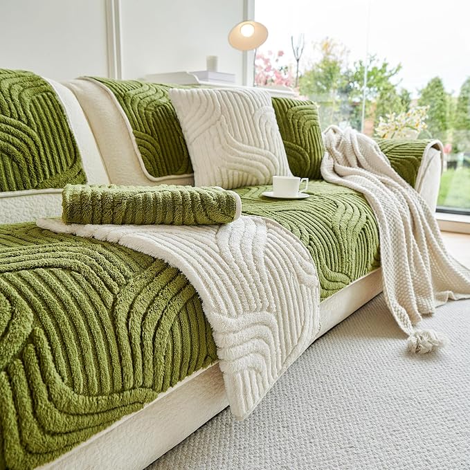 OTOB Couch Covers for Sofa Washable Anti Slip Furniture Protector, 1 Piece | Matcha Green, 27.6"x82.7", Soft Plush, All Seasons, Breathable, Modern, Wear-Resistant, Couch Cover for Dogs, Fade Resistant - Image 9