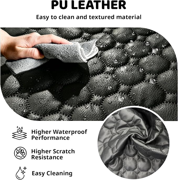 Dog Car Seat Cover with PU Leather Updated,Hard Bottom & Mesh Window, Waterproof Dog Car Seat Cover for Back Seat, Cat-Scratch Resistant Fabric,Backseat Cover for Dogs for Car SUV and Trucks - Image 2