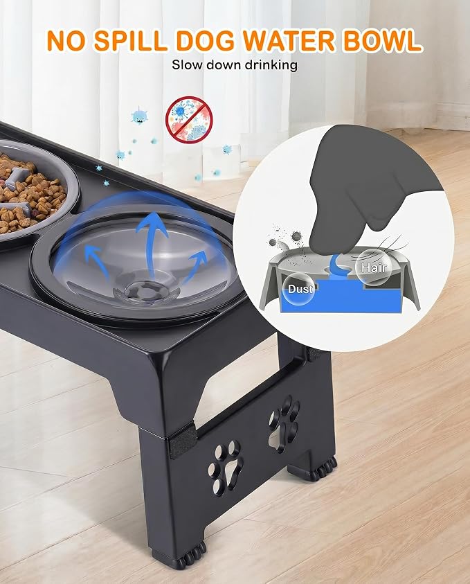 LALOBLUE Collapsible Dog Bowls Raised Elevated Adjust Stand | Elevated Dog Bowls, Dog Bowls Raised, Dog Bowls Elevated,5 Heights Adjustable Elevated Raised Dog Bowls Stand - Image 8
