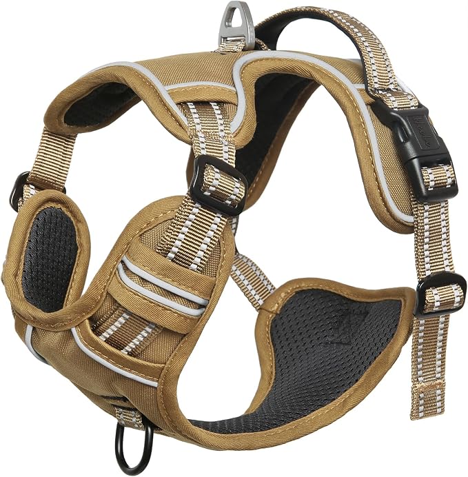 HEELE Dog Harness, Dog Harness for Small Medium Large Dogs No Pull Adjustable Padded Reflective Harness with Handle for Walking Training, Brown, M | No Choke with Control Handle, Soft Breathable Padded Pet Vest, Adjustable, Reflective Front Clip Vest f... - Image 5