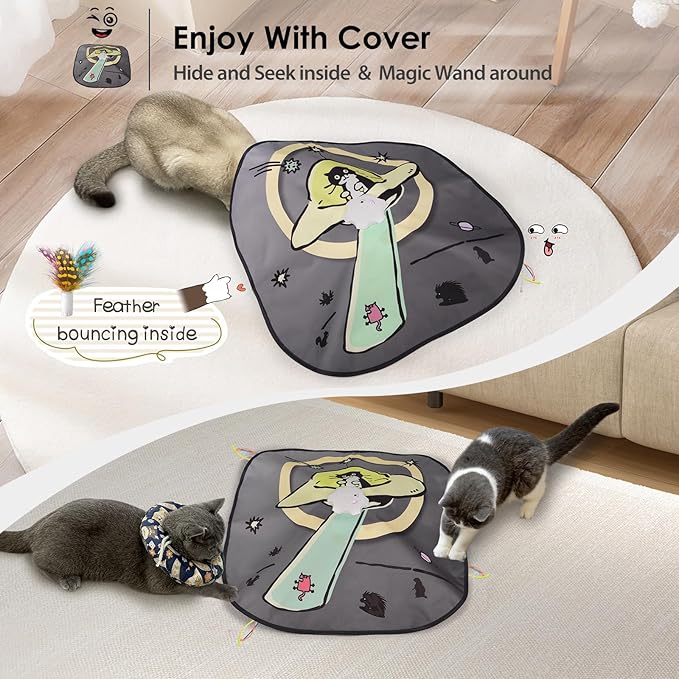 ORSDA 4 in 1 Interactive Cat Toys - Automatic Cat Toys for Indoor Cats & Kittens, 8 Holes Mice Whack-A-Mole, Hide and Seek Smart Motion with 5PCS DIY Replacement Refills - Image 3