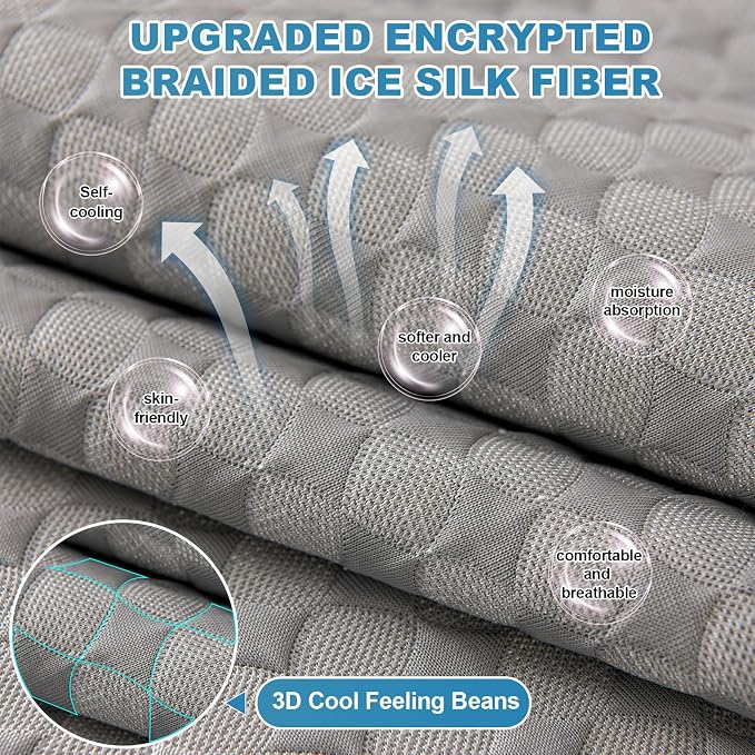 OTOB Cooling Couch Cover for Dogs Washable Non Slip Sofa Protector, 1 Piece | Elegant Gray, 35.4"x70.9", Premium Ice Silk Fabric, Modern Geometric, Soft, 3D Breathable, Pet Friendly Furniture Cover - Image 2